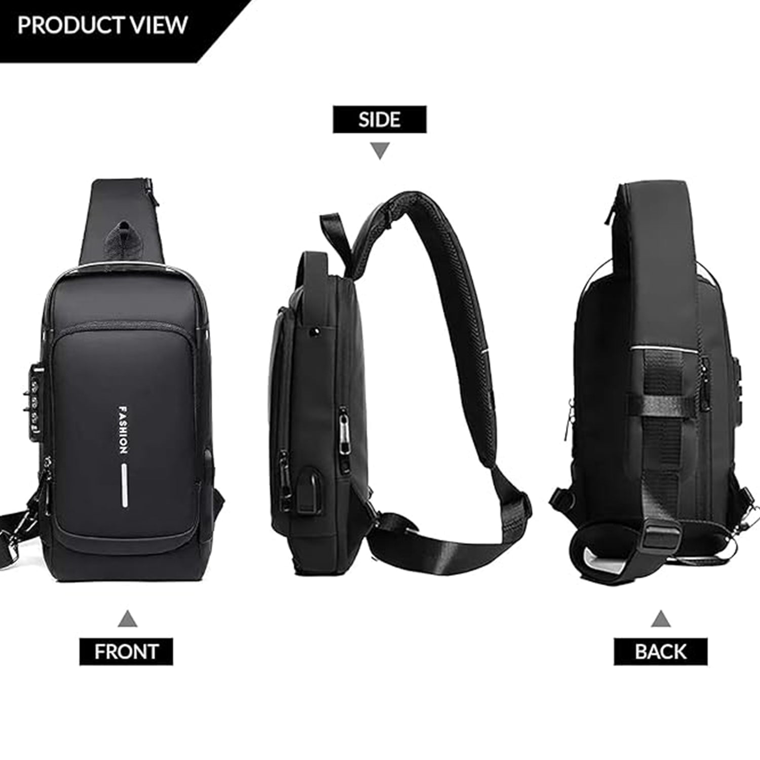 Trendy Anti-Theft Crossbody Sling Bag with USB Charging Port (1 Pc) Trendy Anti-Theft Crossbody Sling Bag with USB Charging Port (1 Pc)